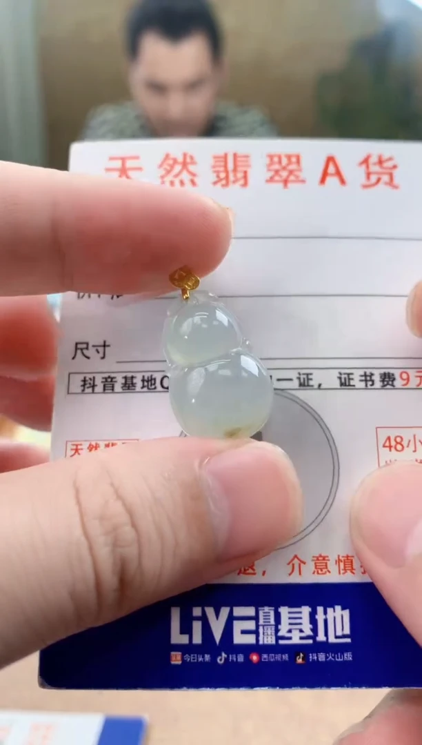 颈饰18K金镶嵌翡翠天然A货翡翠挂件