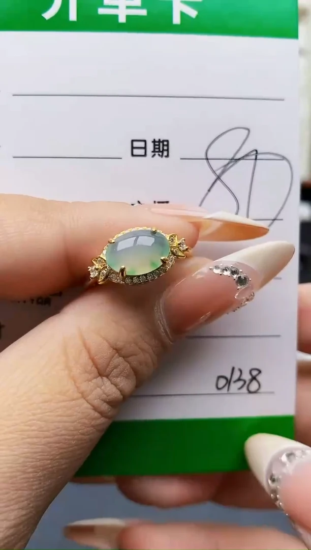 翡翠戒指银S925镶嵌0138