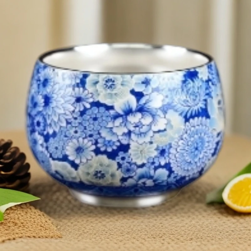 青花鎏银G1090-禅定主人杯（裸瓷）ZHJ