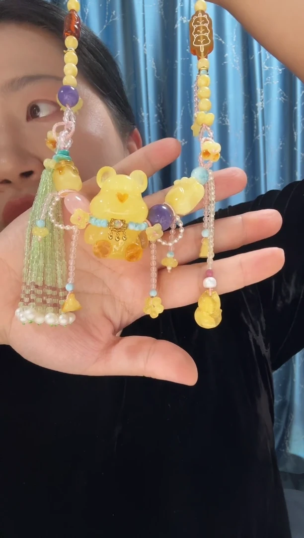 蜜蜡项链未镶嵌蜜蜡小熊项链