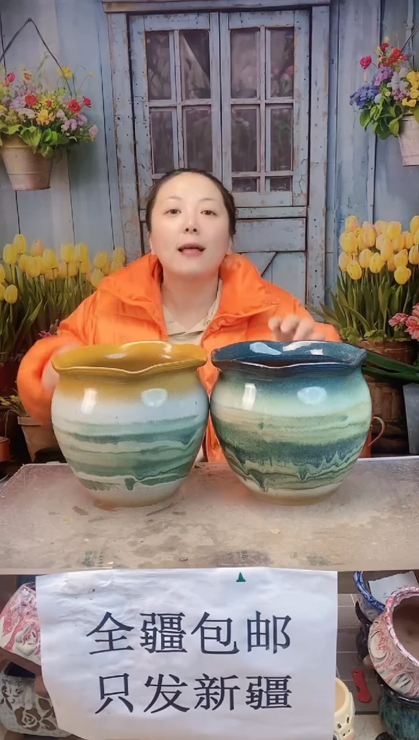 009 荷叶口山水两个装 口20高18