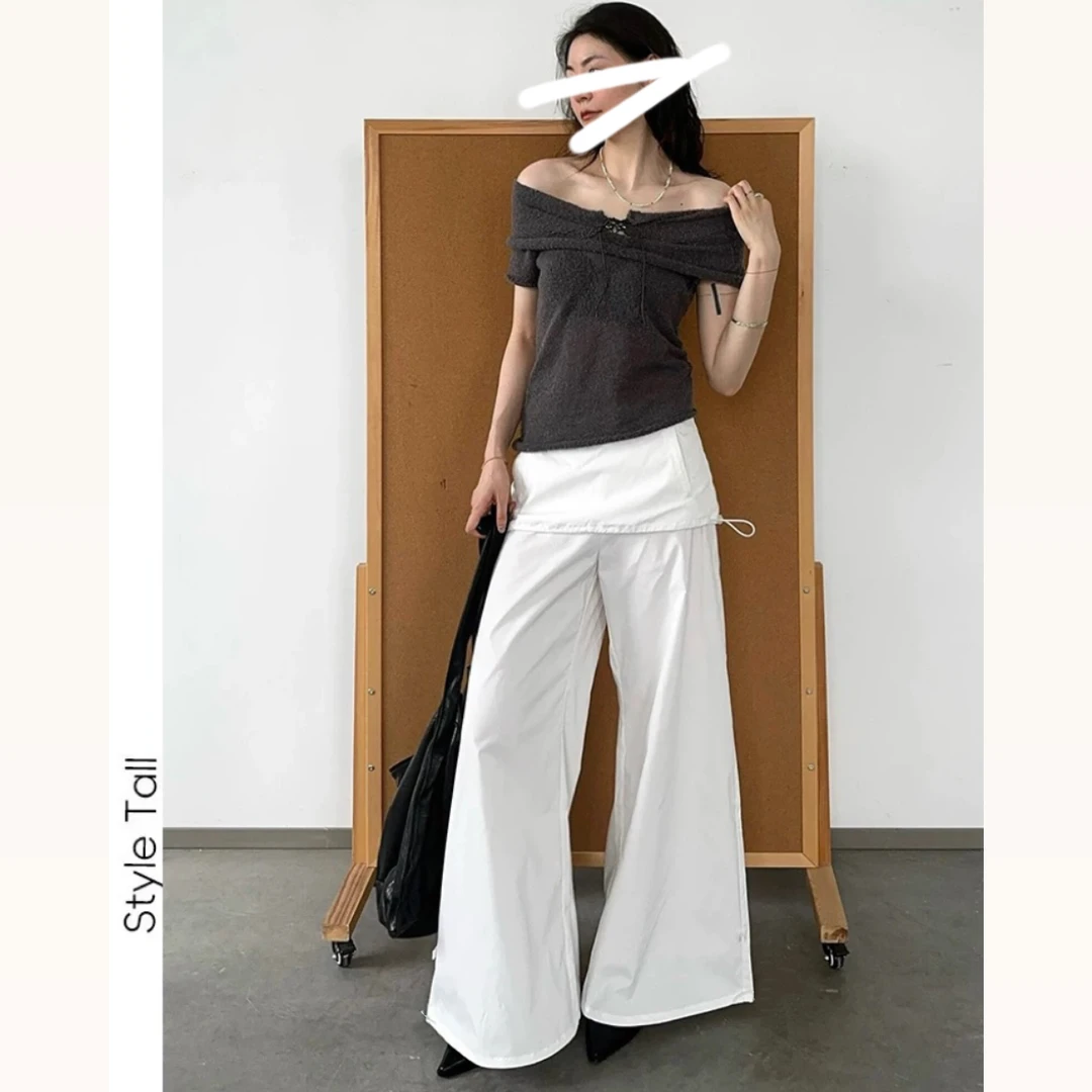 【屁帘欧尼】白色工装裤女