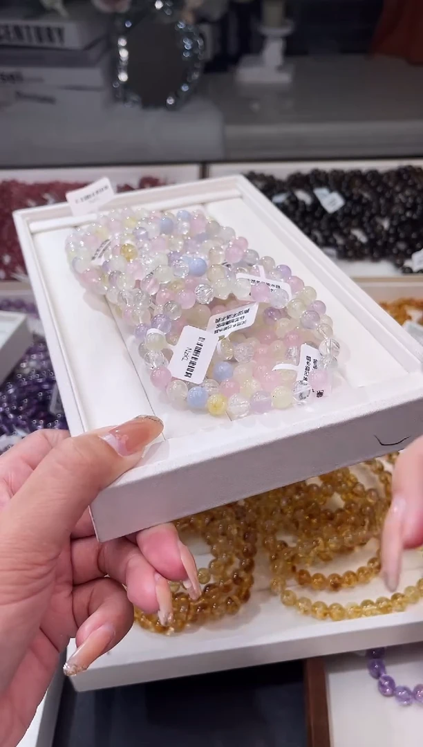 【闪购商品】水晶/未镶嵌多巴胺水晶手串8mm