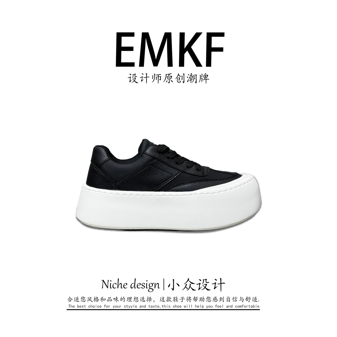 【EMKF】秋季素面厚底透气时尚休闲板鞋舒适小白鞋板鞋情侣百搭