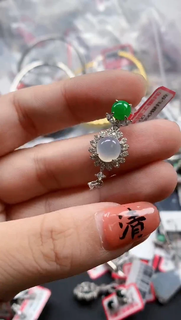 银S925镶嵌戒指翡翠天然A货缅甸翡翠