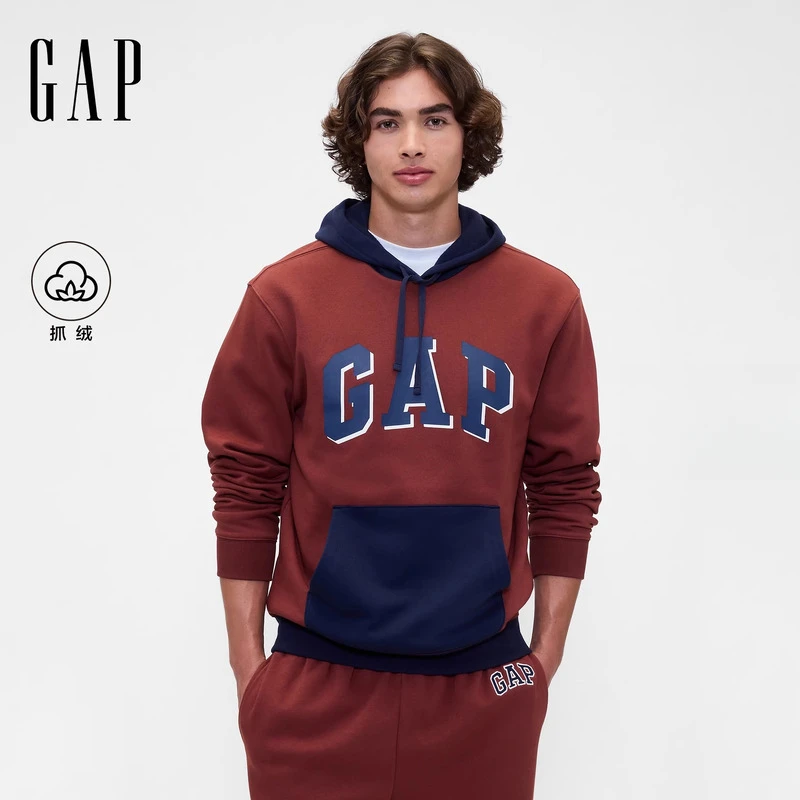 【成毅代言】Gap男女装2025LOGO抓绒套头宽松连帽衫卫衣美版795560