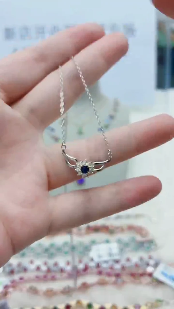 项链蓝宝石银S925镶嵌197ZB1117产品一个（多样性）