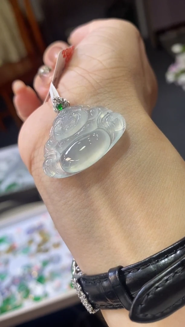 翡翠18K金镶嵌吊坠(不含链)佛公
