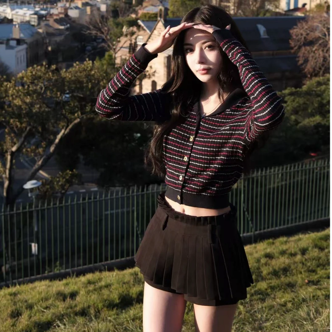 未使用 MIU MIU/缪缪 条纹针织长袖 深蓝/38