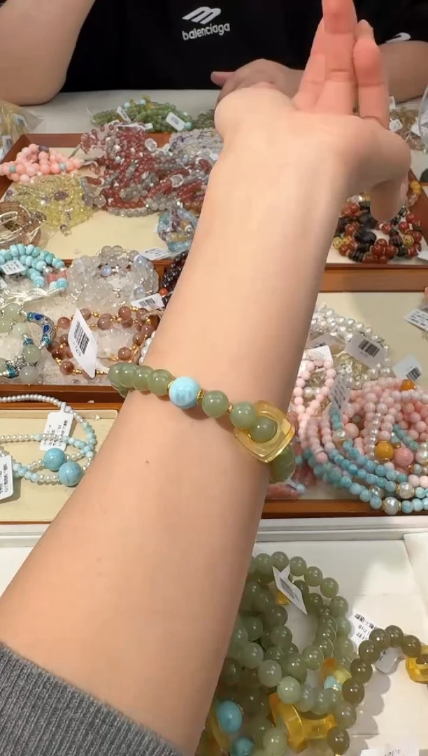 【闪购商品】和田玉手链未镶嵌D076和田玉海纹蜜蜡方跑环款