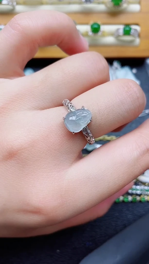 银S925镶嵌戒指翡翠1