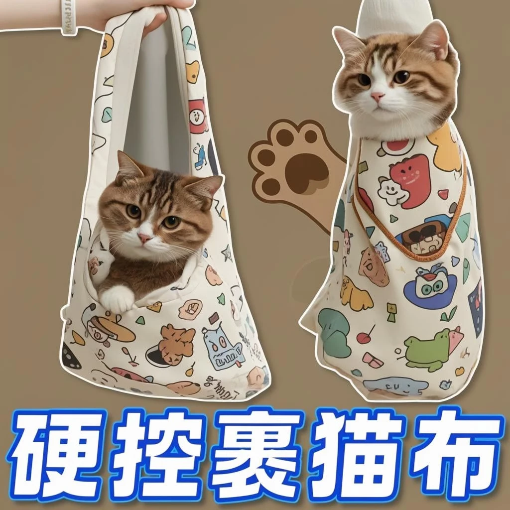 裹猫布猫咪剪指甲神器控猫防抓咬自粘神器束缚宠物洗澡猫袋百贴布