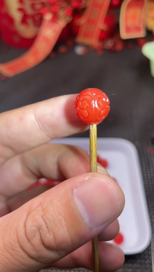 【闪购商品】南红玛瑙单珠未镶嵌31号哑光锦红卡12回纹一颗