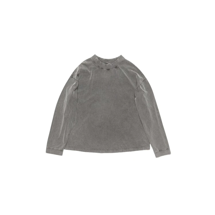 【拜年穿搭】 Acne Studio复古褪色做旧棉质落肩圆领长袖T恤