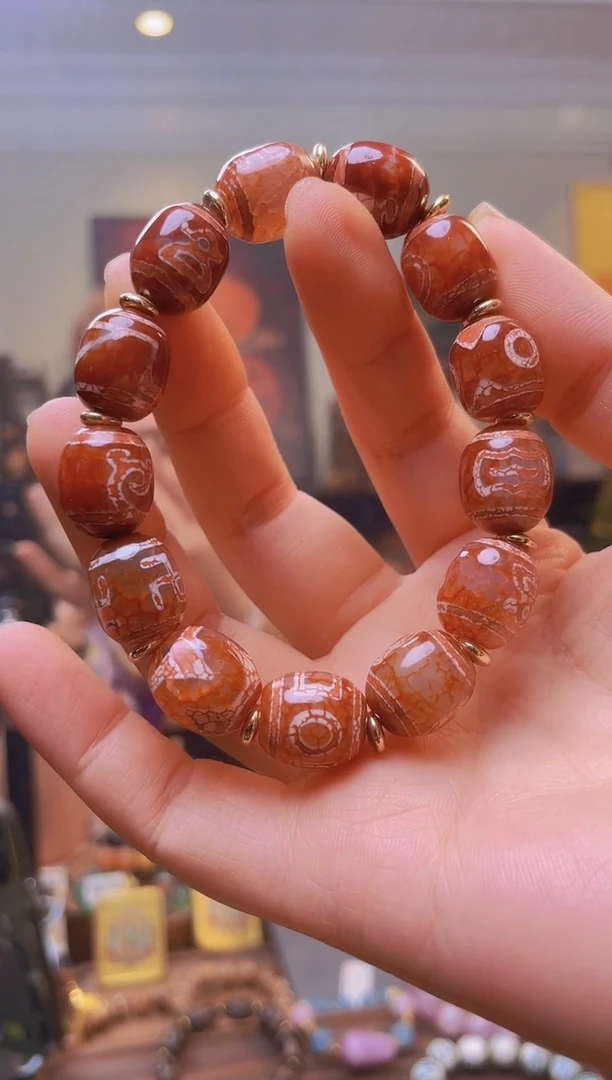 玛瑙/玉髓手串未镶嵌龙鳞凤血珠珠阵手串