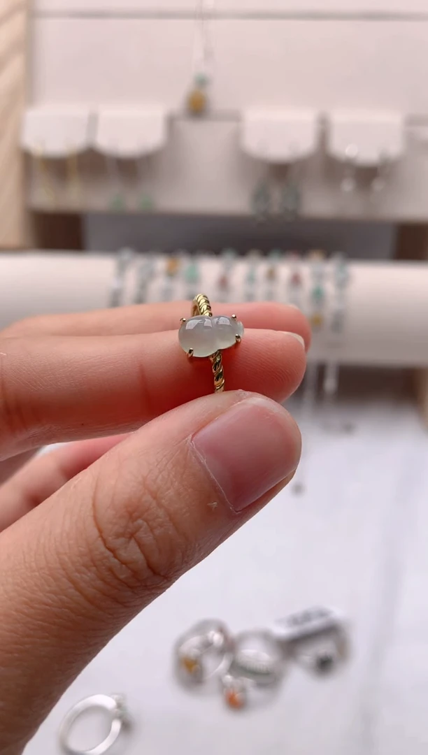 翡翠戒指银S925镶嵌3号