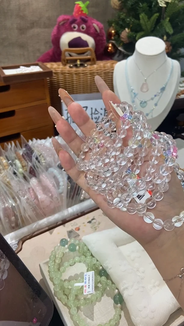 水晶手串未镶嵌孤品捡漏均匀瑕疵介意勿拍