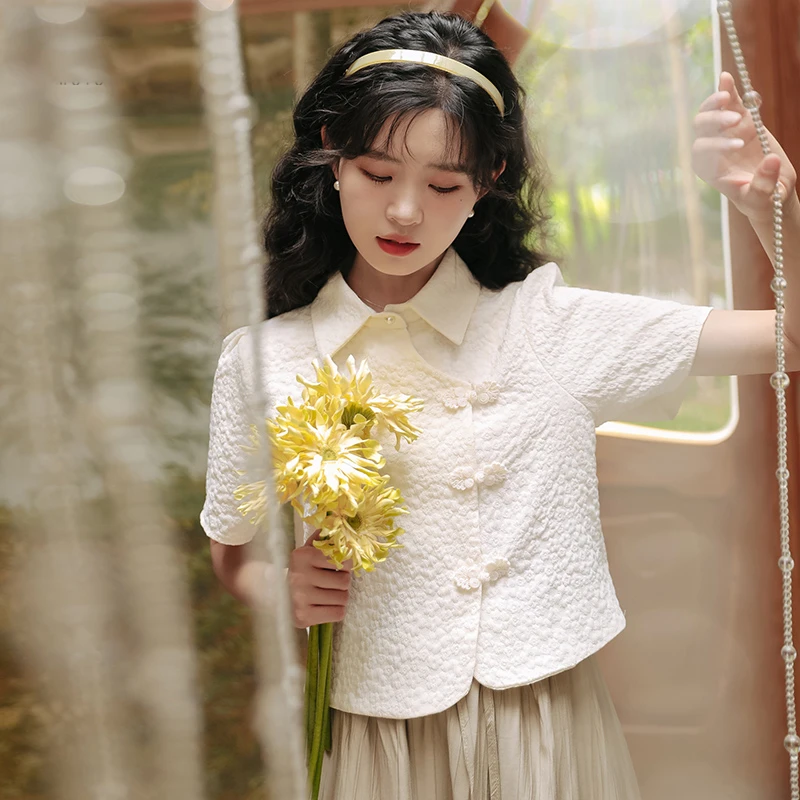 新中式国风盘扣衬衫女2024夏季新款设计感小众时尚百搭上衣