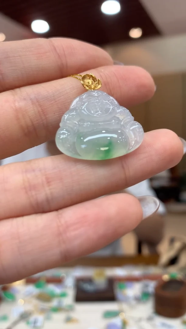 吊坠(不含链)18K金镶嵌翡翠佛公