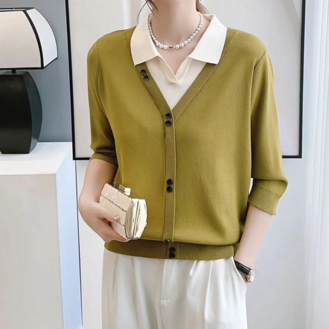 357#中袖针织衫显瘦气质时尚百搭1 52