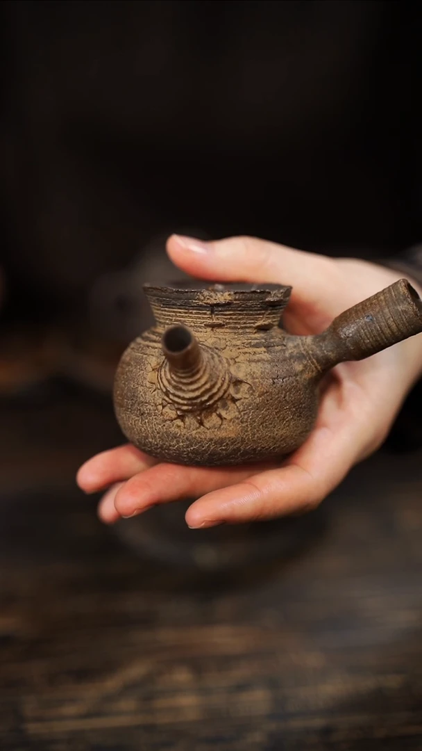 全手工制作 爆裂纹侧把壶100CC