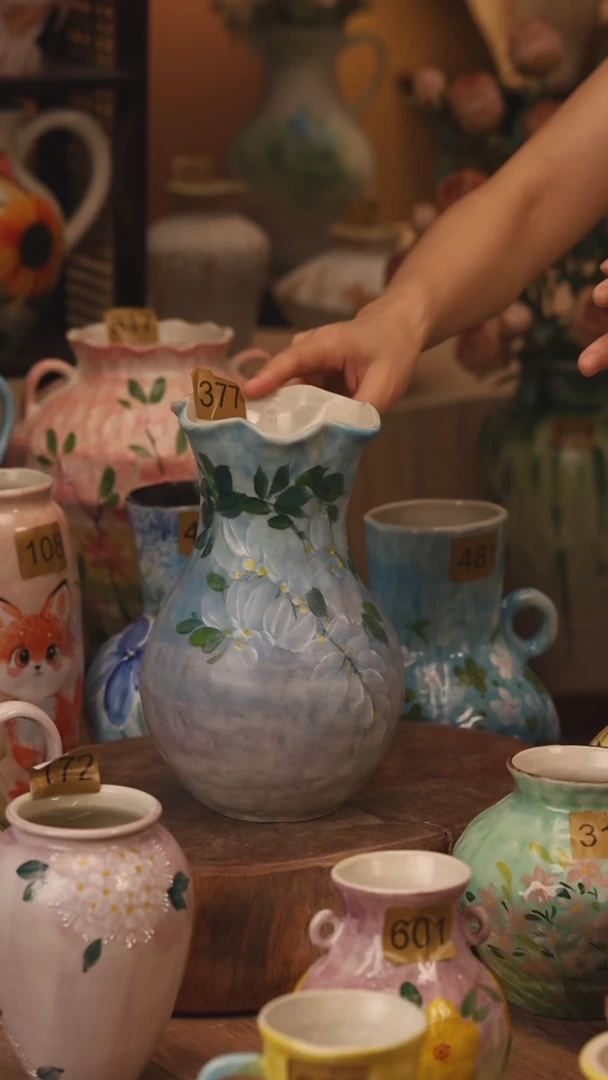 陶瓷377景德镇设计师手作花器摆件侘寂风