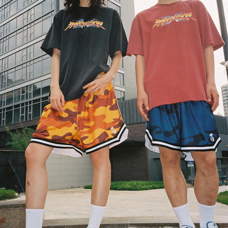 AVENUESON大道之子2025双色迷彩刺绣休闲运动短裤运动裤