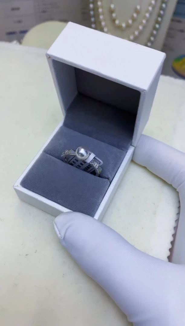 银S925镶嵌海水珍珠饰品设计款戒指