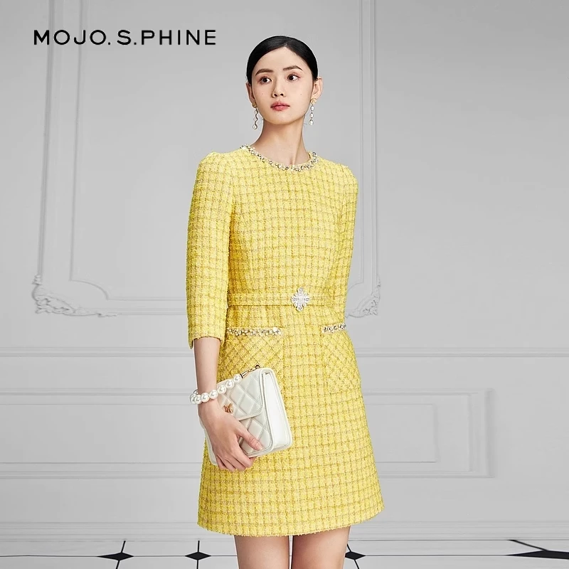 粗花呢气质春秋新款小香风连衣裙MJFA02WOP302Y11/zb