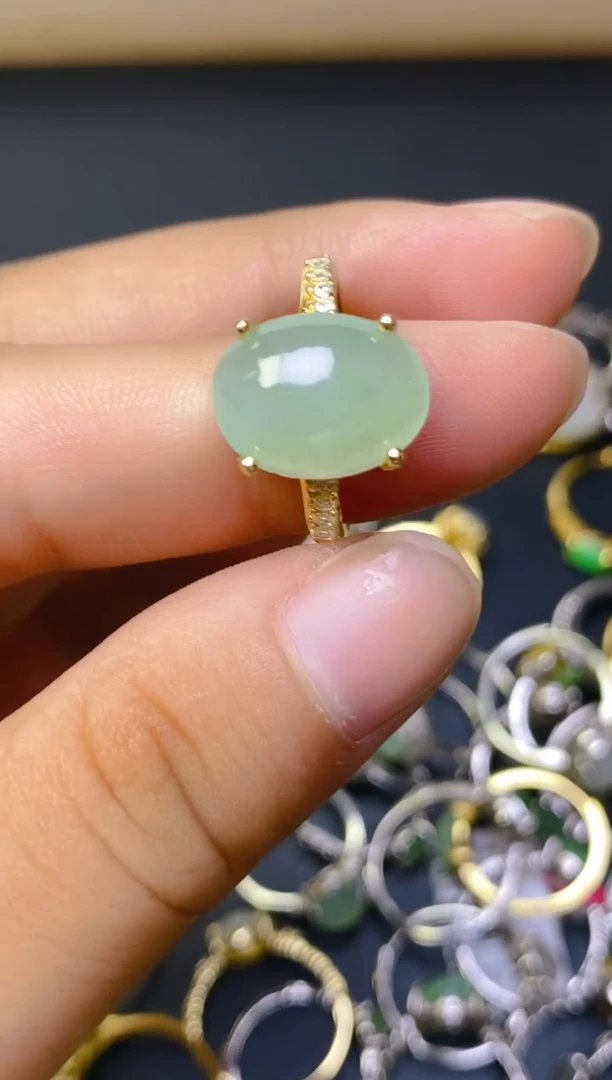 翡翠戒指银S925镶嵌百内无证书