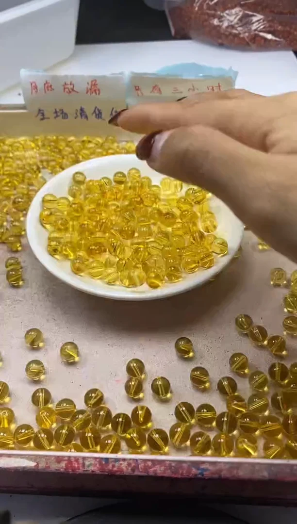 【闪购商品】水晶颈饰未镶嵌w126全净体黄水晶8mm*25颗