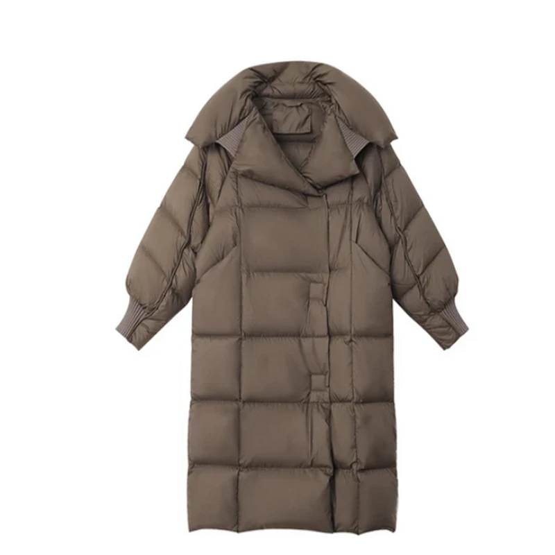 弗拉维女冬新款爆款高品质长款过膝防风保暖外套羽绒服68F19