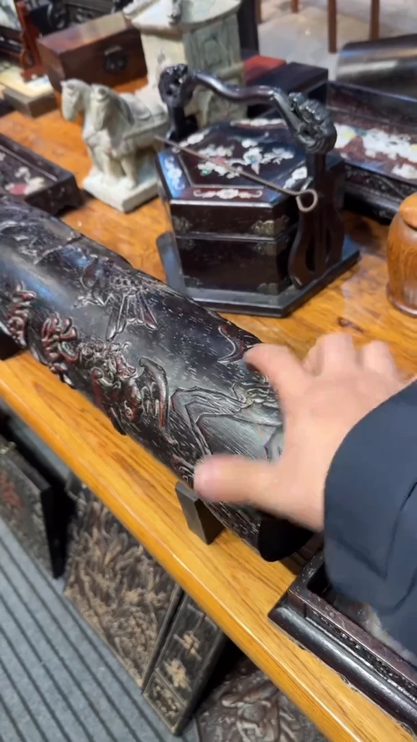 木紫檀雕刻紫气东来横财邵氏紫檀木艺