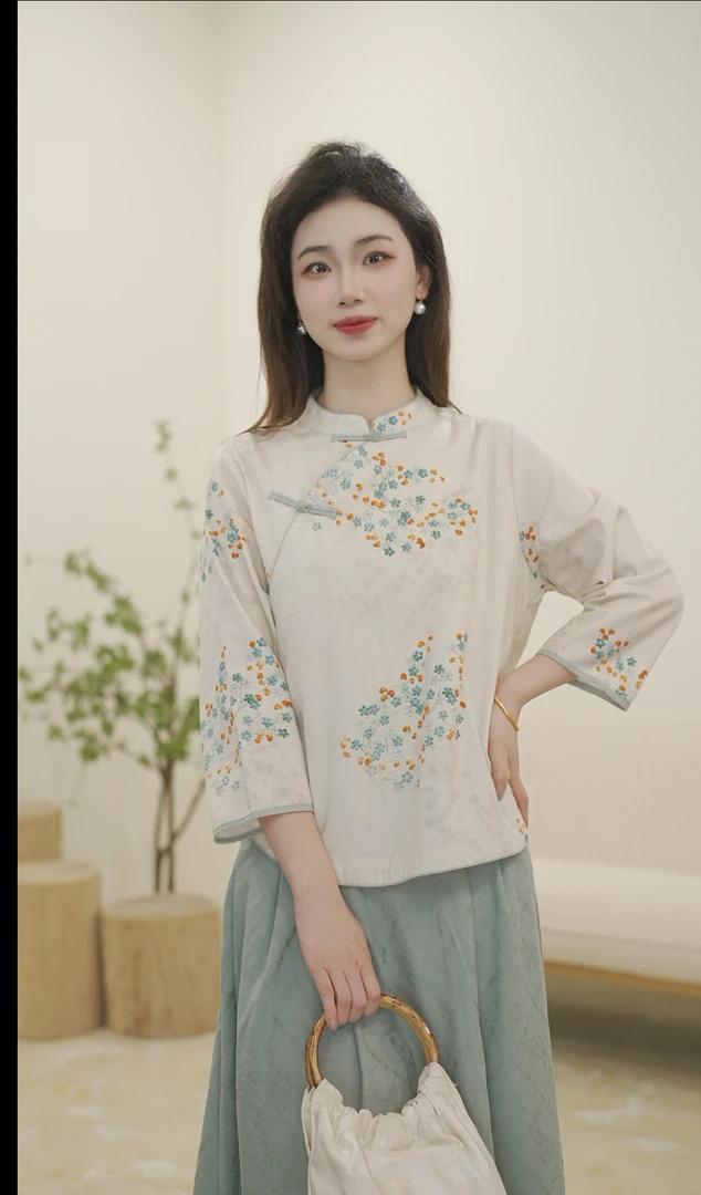 2025年新款复古民国风中式盘扣上衣小衫