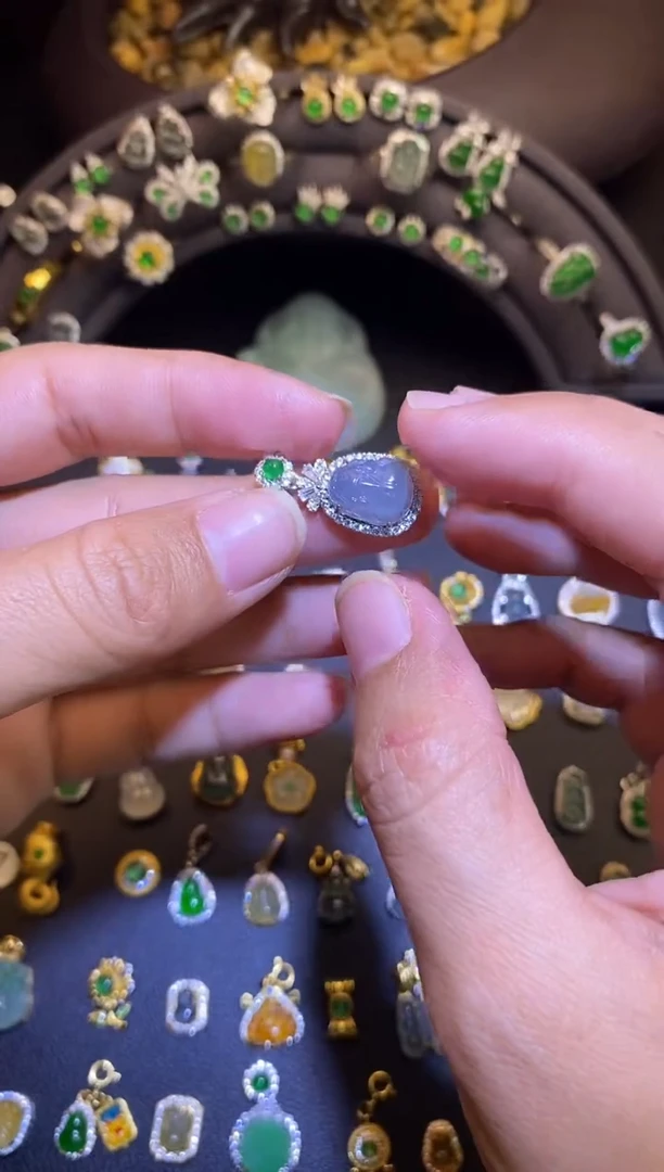 吊坠(不含链)银S925镶嵌翡翠1