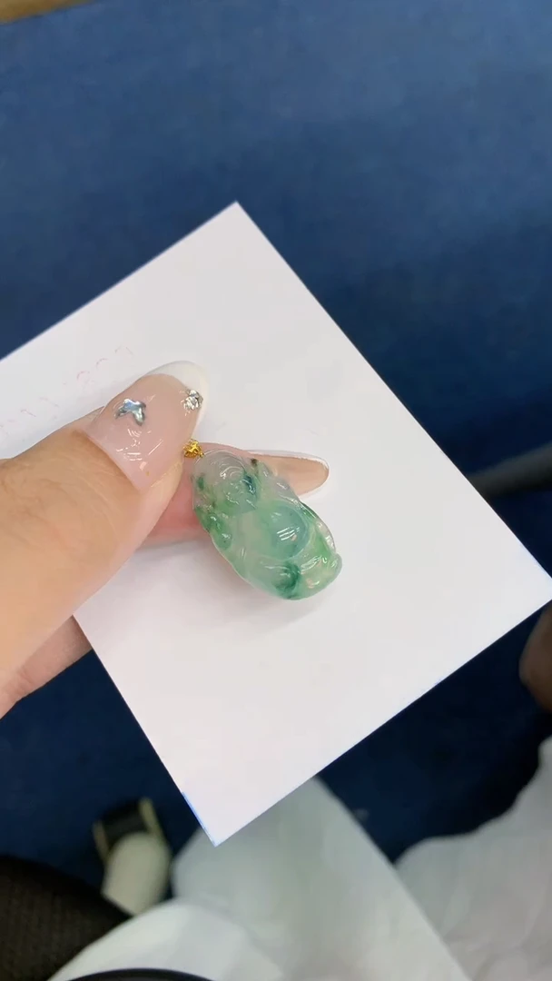 翡翠18K金镶嵌吊坠(不含链)1