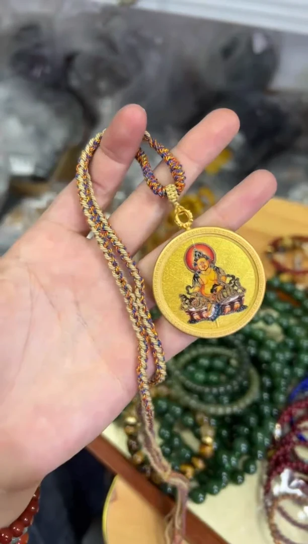 【闪购商品】吊坠黄财财唐卡圆牌吊坠[3188]