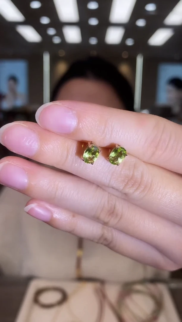 银S925镶嵌耳饰橄榄石04