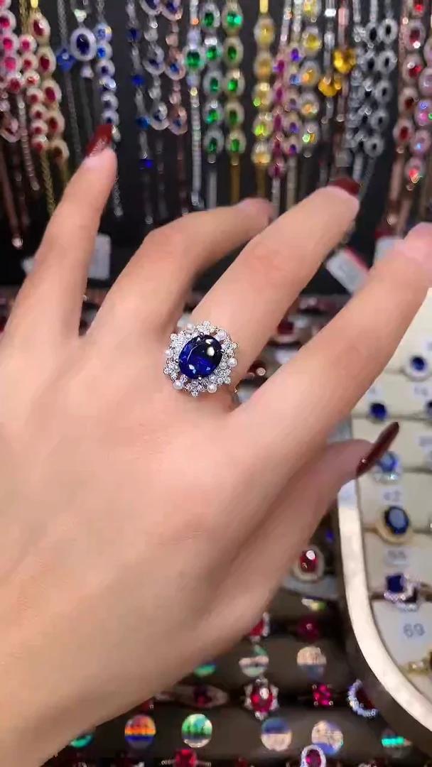 【闪购商品】蓝宝石戒指银S925镶嵌8.10