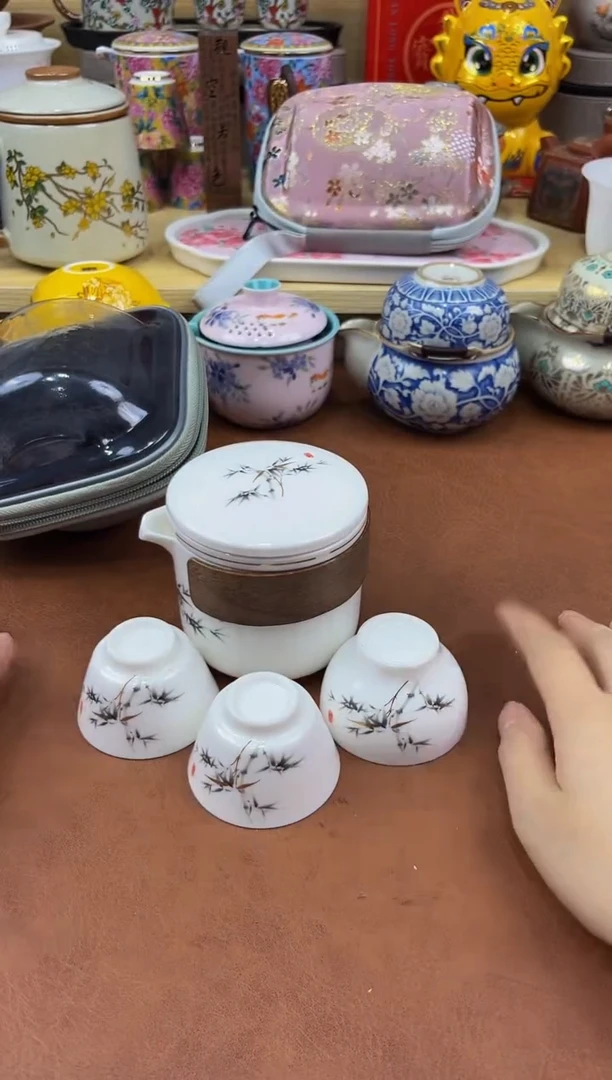 陶瓷茶具摆件旅行套组