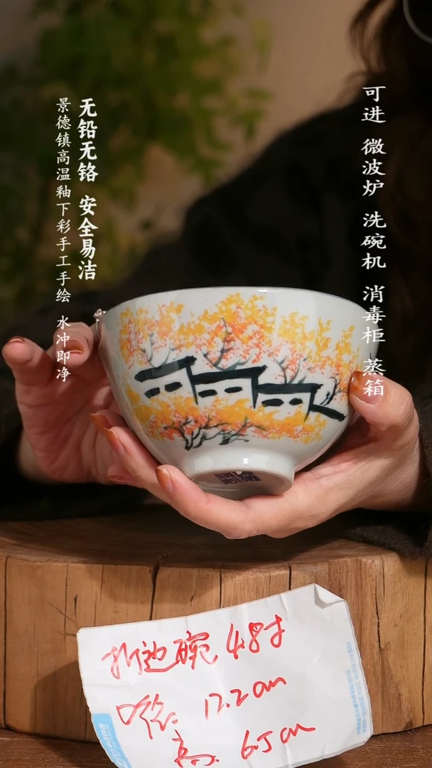 碗陶瓷景德镇高温瓷釉下彩手绘陶瓷