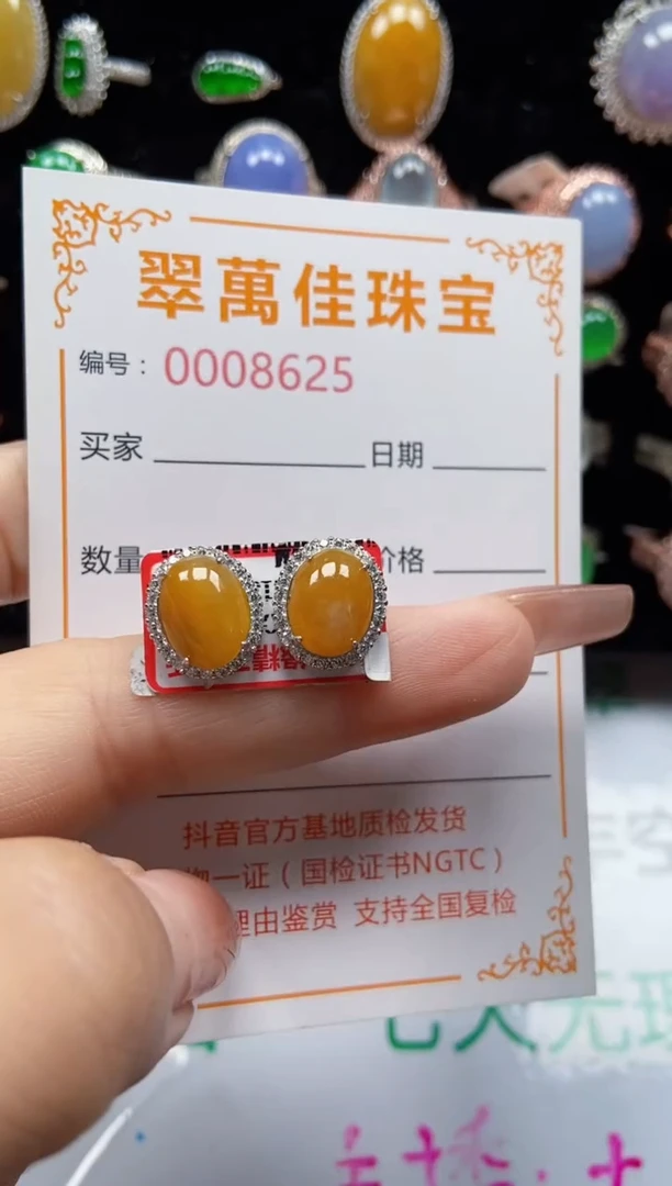 银S925镶嵌翡翠耳饰8625