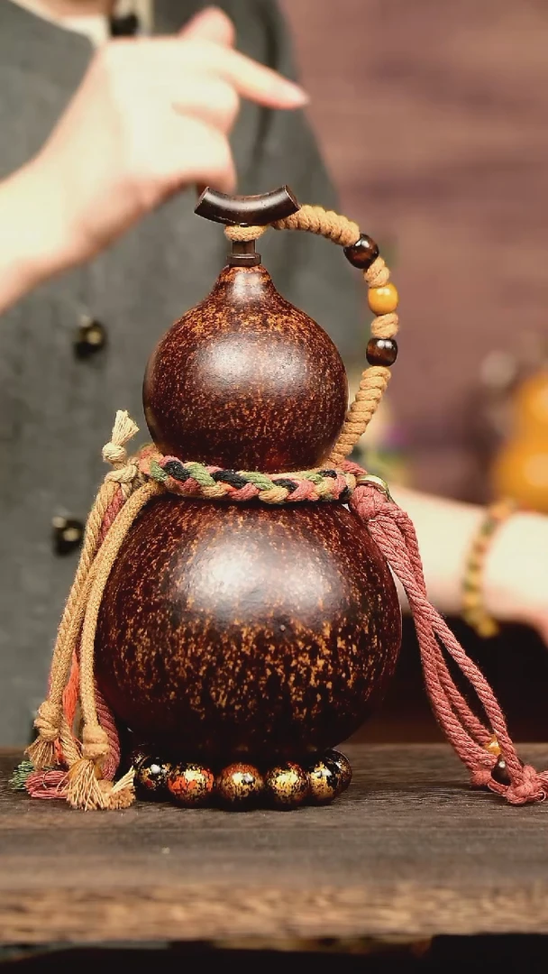 599号中药煮色  900ml左右 大漆葫芦水壶/酒壶 一物一拍