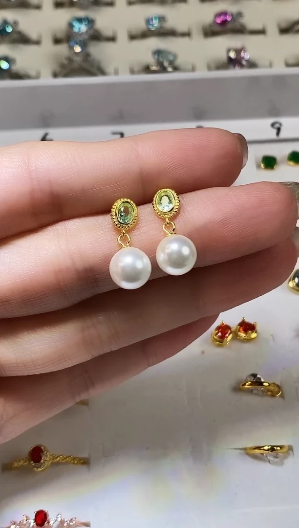 耳饰贝壳（贝母）银S925镶嵌S925