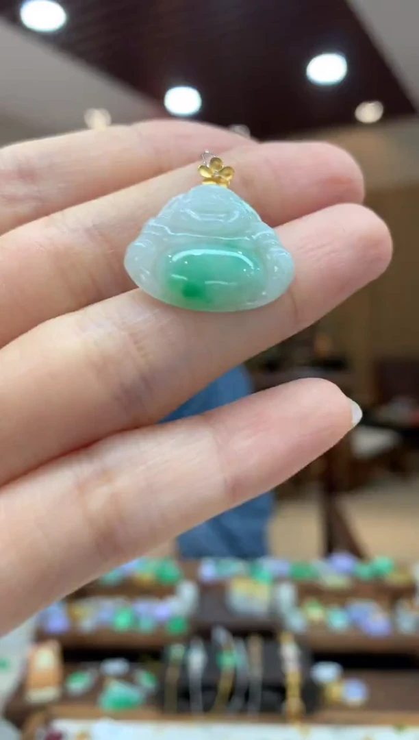 吊坠(不含链)18K金镶嵌翡翠佛公