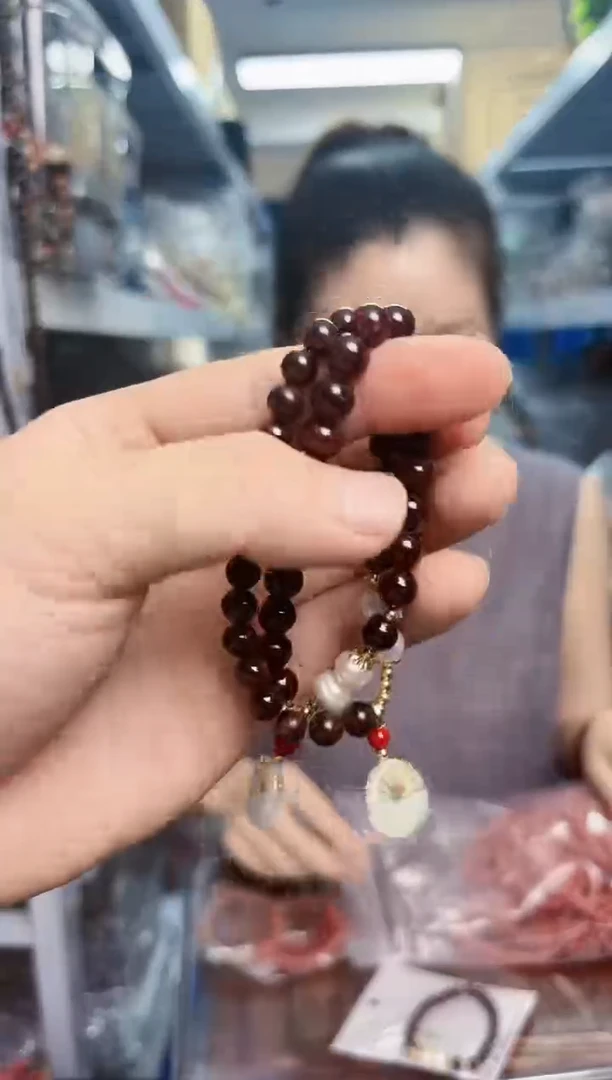 石榴石手串未镶嵌石榴石DIY平安扣单圈