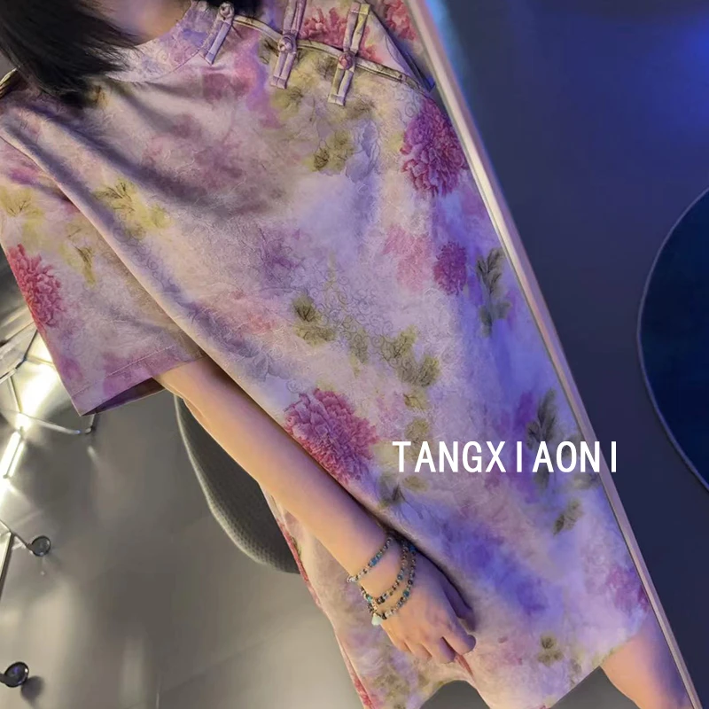 2店【嫣然一粉】绣球花旗袍连衣裙