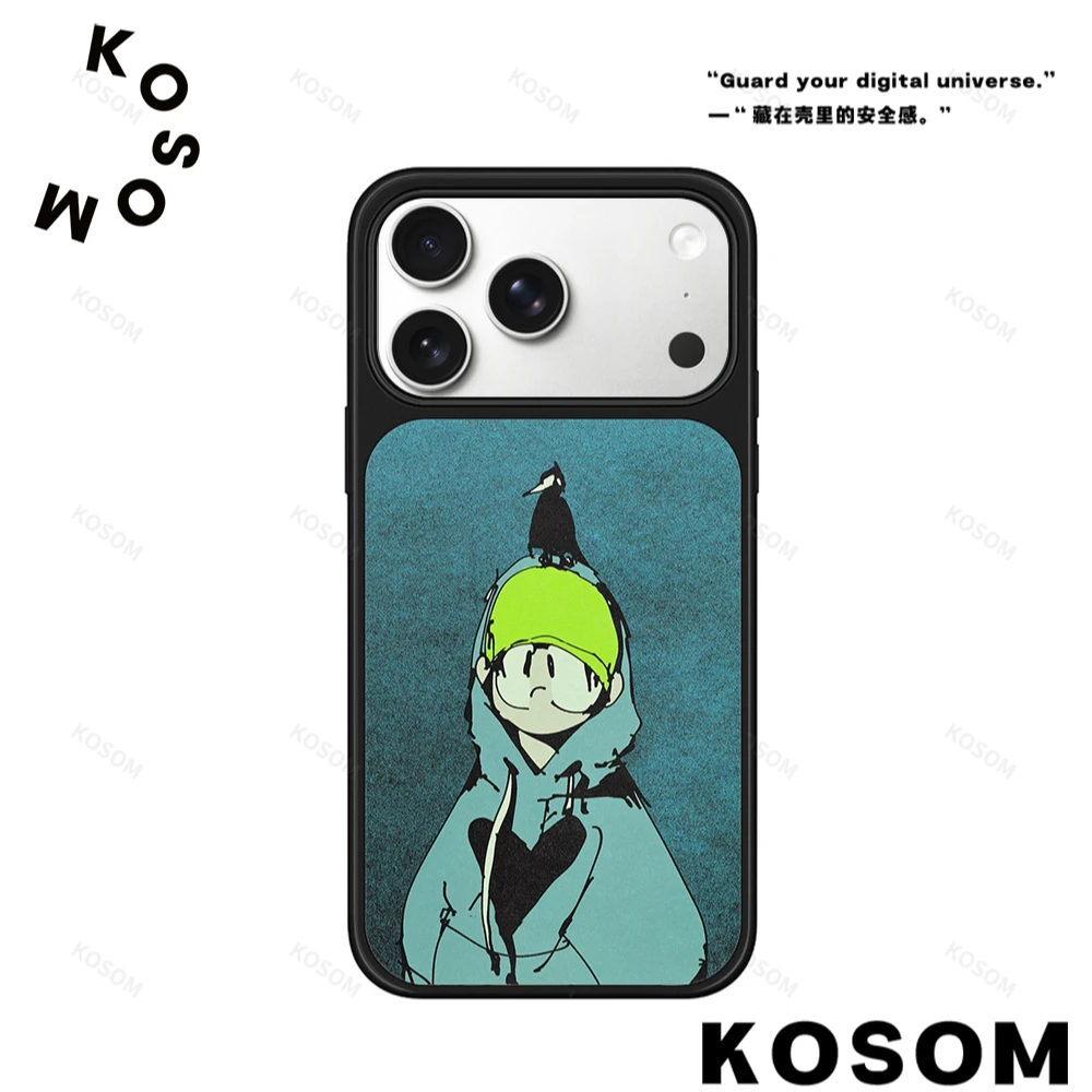 乌鸦男孩磨砂磁吸黑边苹果16promax/15小众高级防摔17pro防摔