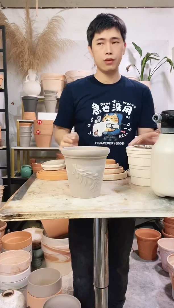 瑕疵无售后16*15灰陶浮雕 1盆无托