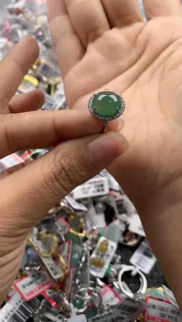 银S925镶嵌戒指翡翠888----7